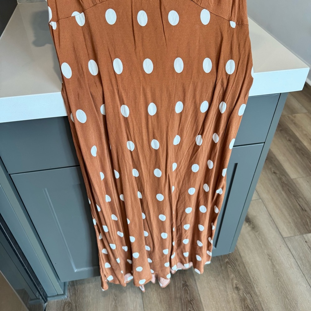 A New Day Brown Puff Sleeve V-Neck Maxi Dress - Picture 6 of 11